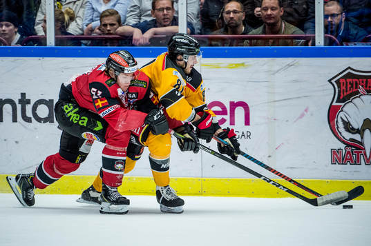 Malmö Redhawks Emil Sylvegård och Luleås Yohann Auvitu