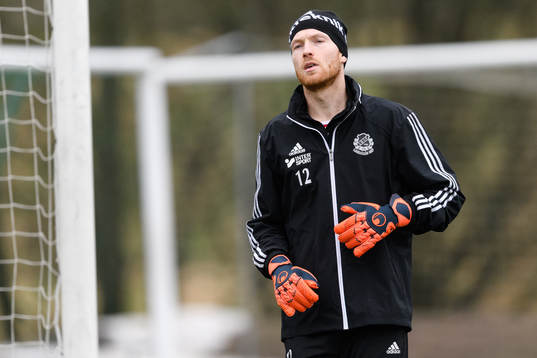 Lindomes målvakt Erik Dunåker före träningsmatchen i
