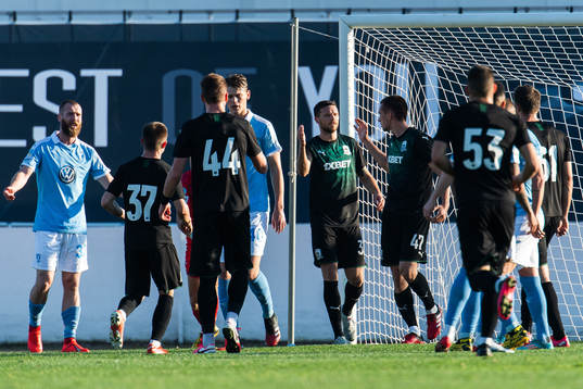 Marcus Berg of Krasnodar celebrates with team mates