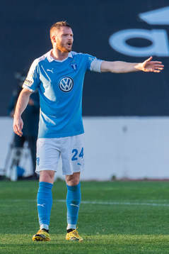Lasse Nielsen of Malmö FF reacts
