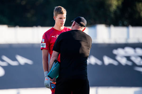 Goalkeeper Mathias Nilsson and goalkeeper coach Jonnie