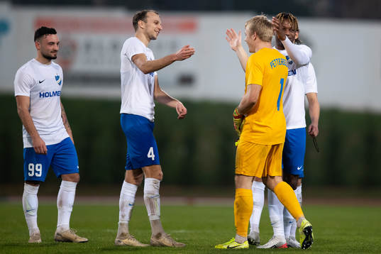 Goalkeeper Isak Pettersson of Norrköping celebrates with