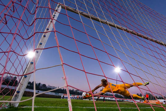 goalkeeper Isak Pettersson of Norrköping saves a penalty