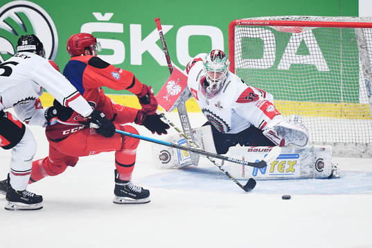 Jakub Lev of Mountfield and goalkeeper Johan Mattsson of