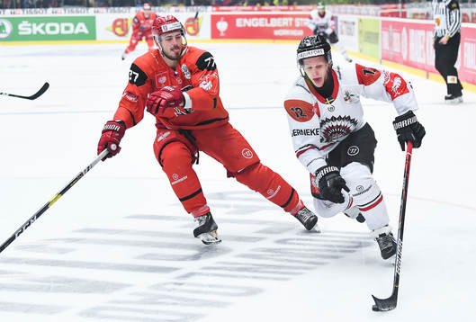 Richard Nedomlel of Mountfield and Max Friberg of Frölunda