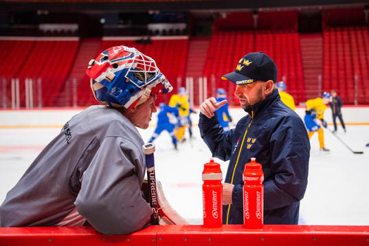 Goalkeeper Lars Johansson and Goalie coach Stefan Ladhe
