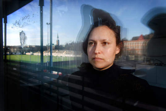 Kopparbergs Göteborgs Catrine Johansson blir intervjuad