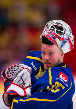 Goaltender Magnus Hellberg of Sweden