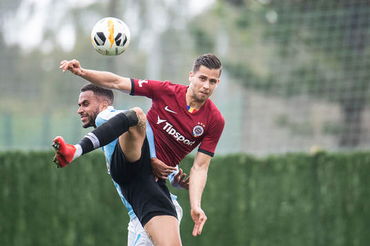 Isac Kiese Thelin of Malmö FF and David Lischka of Sparta