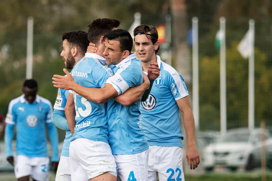 Marcus Antonsson, Behrang Safari and Adi Nalic of Malmö FF