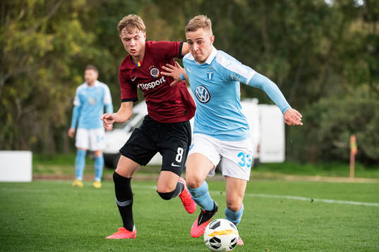 Adam Karabec of Sparta Prauge and Amel Mujanic of Malmö FF