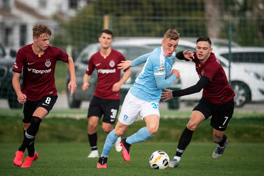 Amel Mujanic of Malmö FF and Jens David Moberg Karlsson of