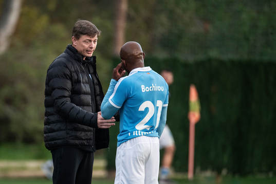 Jon Dahl Tomasson, head coach and Fouad Bachirou of Malmö