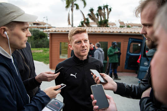 Anders Christiansen of Malmö FF is being interviewed