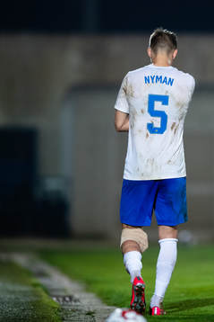 Christoffer Nyman of Norrköping leaves the pitch due to