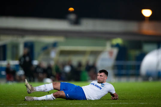 Sead Haksabanovic of Norrköping slips when shooting a free
