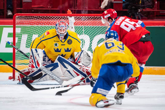 Goaltender Lars Johansson of Sweden