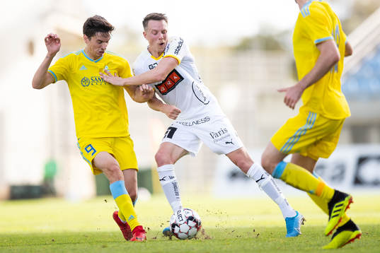 Dorin Rotariu of Astana and Viktor Lundberg of Häcken