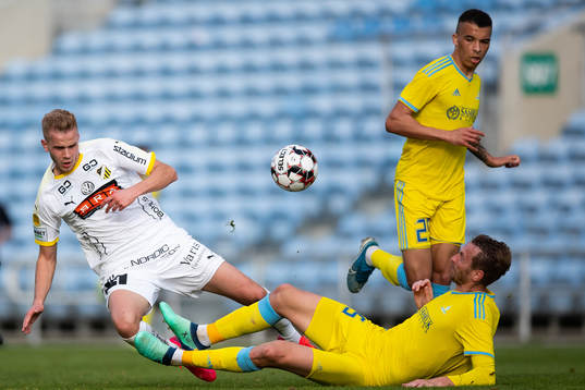 Jasse Touminen of Häcken and Sergey Malyy of Astana