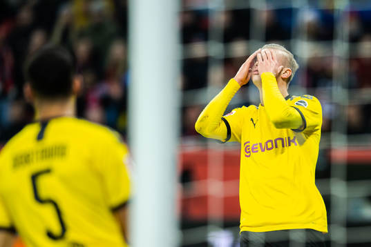 Erling Braut Haaland of Borussia Dortmund looks dejected