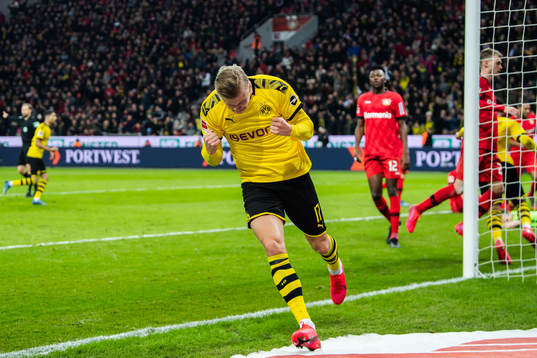 Erling Braut Haaland of Borussia Dortmund celebrates