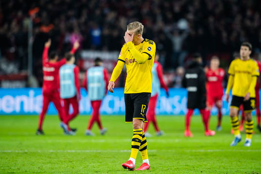 Erling Braut Haaland of Borussia Dortmund looks dejected