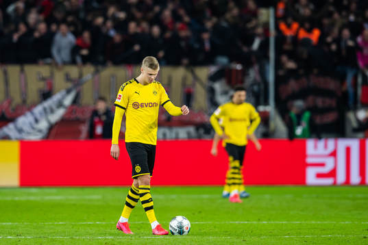 Erling Braut Haaland of Borussia Dortmund looks dejected