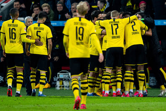 Erling Braut Haaland of Borussia Dortmund celebrates with