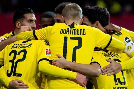 Erling Braut Haaland of Borussia Dortmund celebrates with