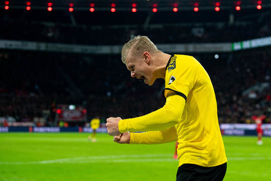 Erling Braut Haaland of Borussia Dortmund celebrates