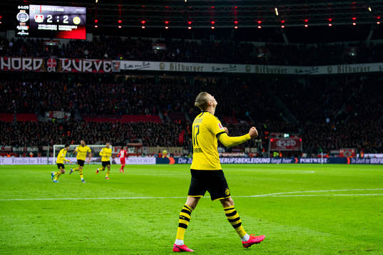 Erling Braut Haaland of Borussia Dortmund celebrates