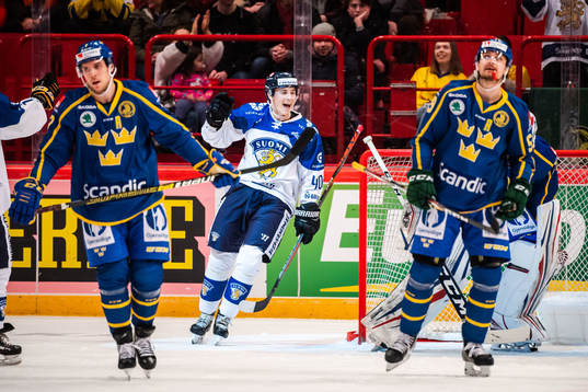 Joel Mustonen of Finland celebrates