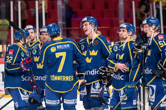 Players of Sweden celebrate