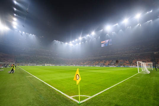 Interior of San Siro stadium prior to the Serie A match