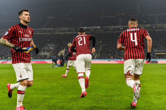 Zlatan Ibrahimovic and Ismael Bennacer of Milan