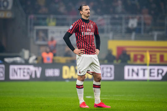 Zlatan Ibrahimovic of Milan looks dejected