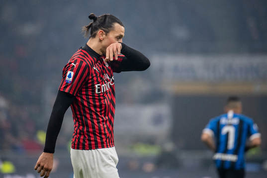 Zlatan Ibrahimovic of Milan looks dejected