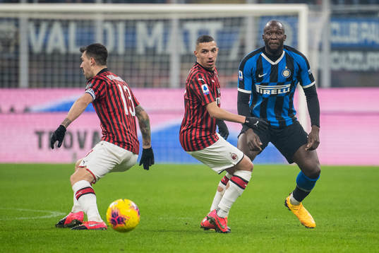 Romelu Lukaku of Inter and Ismael Bennacer of Milan