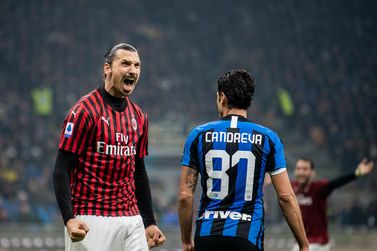 Zlatan Ibrahimovic of Milan celebrates