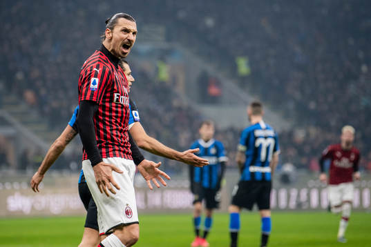 Zlatan Ibrahimovic of Milan celebrates