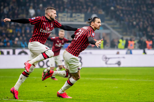 Zlatan Ibrahimovic of Milan celebrates