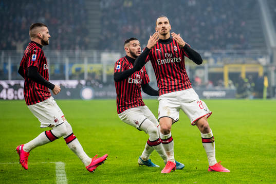 Zlatan Ibrahimovic of Milan celebrates