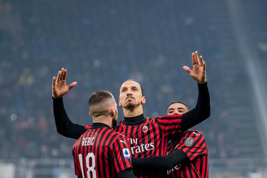 Zlatan Ibrahimovic of Milan celebrates