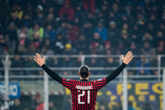 Zlatan Ibrahimovic of Milan celebrates