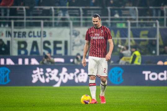 Zlatan Ibrahimovic of Milan looks dejected