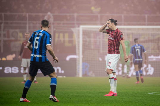 Zlatan Ibrahimovic of Milan looks dejected