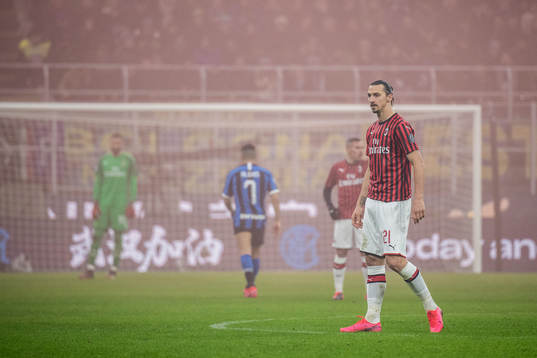 Zlatan Ibrahimovic of Milan looks dejected