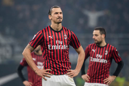 Zlatan Ibrahimovic of Milan looks dejected