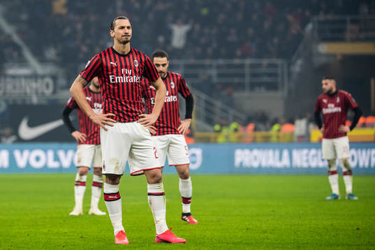 Zlatan Ibrahimovic of Milan looks dejected