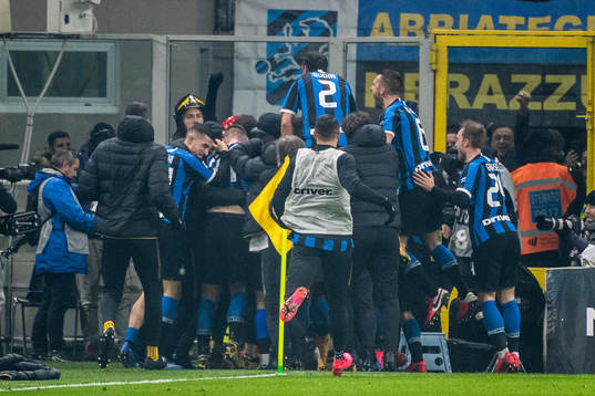 Players of Inter celebrate